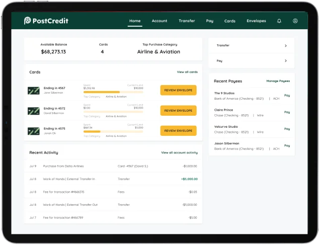 Screenshot of web PostCredit