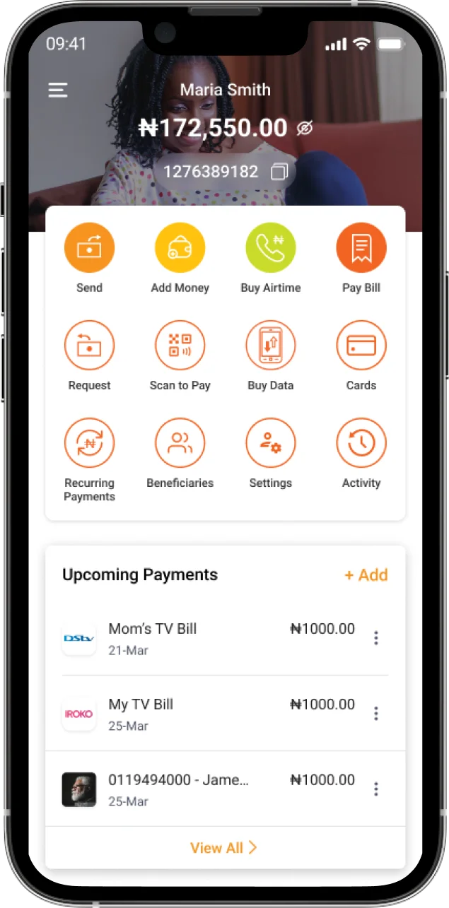 Screenshot of Android and iOS app Paga